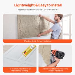 VEVOR 3D Wall Panels 4Pack 48x24in PU Natural Stone Imitation Wall Art Tiles Interior Home Decor for Ceiling Bedroom Gaming Room