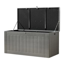 Outdoor Storage Box 830L Lockable Garden Bench Tool Shed Black Weather Resistant Patio Resin Storage Chest