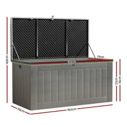 Outdoor Storage Box 830L Lockable Garden Bench Tool Shed Black Weather Resistant Patio Resin Storage Chest