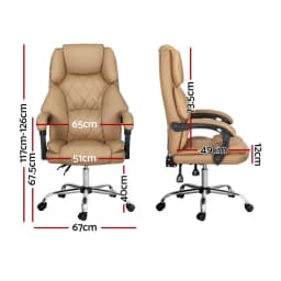 Executive Office Chair Leather Recliner Ergonomic High Back Adjustable Swivel Lumbar Support Plush Padded Espresso Brown