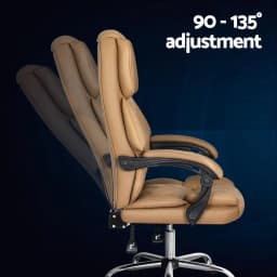 Executive Office Chair Leather Recliner Ergonomic High Back Adjustable Swivel Lumbar Support Plush Padded Espresso Brown