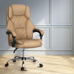 Executive Office Chair Leather Recliner Ergonomic High Back Adjustable Swivel Lumbar Support Plush Padded Espresso Brown