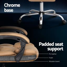 Executive Office Chair Leather Recliner Ergonomic High Back Adjustable Swivel Lumbar Support Plush Padded Espresso Brown