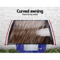 Window Door Awning 1x4m Brown Outdoor Rain Shelter Canopy Sun Shade Cover Polycarbonate Entrance Protection