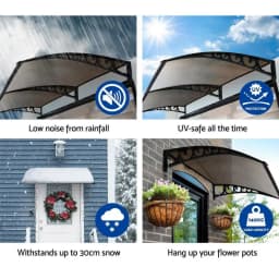 Window Door Awning 1x4m Brown Outdoor Rain Shelter Canopy Sun Shade Cover Polycarbonate Entrance Protection