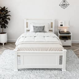 White King Single Bed Frame with Matching Bedside Table Modern Bedroom Furniture Set