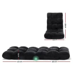 2X Lounge Sofa Bed Flannel Fabric Black Convertible Sleeper Sofa Upholstered Compact Modern Folding Guest Bed Living Room Furniture