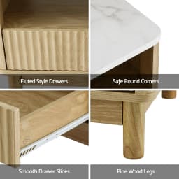 Pine TV Unit and Coffee Table Set with Storage Drawers Modern Living Room Furniture Organizer Console Table Set