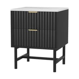 Modern Black Bedside Table with 2 Drawers Compact Nightstand for Bedroom Storage End Table for Small Spaces