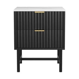 Modern Black Bedside Table with 2 Drawers Compact Nightstand for Bedroom Storage End Table for Small Spaces