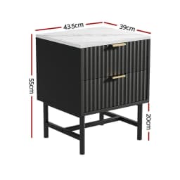 Modern Black Bedside Table with 2 Drawers Compact Nightstand for Bedroom Storage End Table for Small Spaces