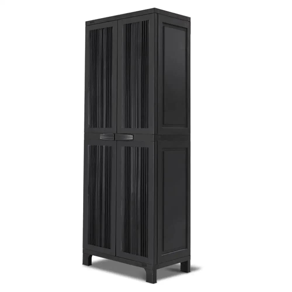 Outdoor Storage Cabinet 173cm Lockable Cupboard Shed Garage Adjustable Black