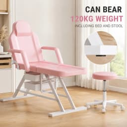 PORIYA 180CM Massage Table Beauty Bed Chair Stool Set Adjust Tattoo Recliner Therapy