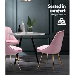 Pink Velvet Channel Tufted Dining Chairs Set of 2 Modern Upholstered Accent Chairs for Kitchen and Dining Room