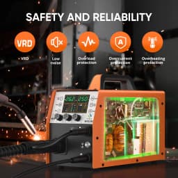 HITBOX MIG250 6 in1 MIG Welder MMA Gas/Gasless Aluminum Welding Machine 220V Synergic Single Pulse MIG Lift TIG Spot 2T/4T Function