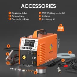 HITBOX MIG250 6 in1 MIG Welder MMA Gas/Gasless Aluminum Welding Machine 220V Synergic Single Pulse MIG Lift TIG Spot 2T/4T Function