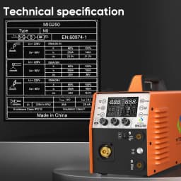 HITBOX MIG250 6 in1 MIG Welder MMA Gas/Gasless Aluminum Welding Machine 220V Synergic Single Pulse MIG Lift TIG Spot 2T/4T Function