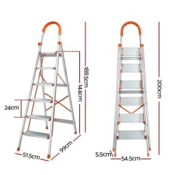 6 Step Folding Aluminum Multi Purpose Ladder Non Slip Platform Lightweight Portable Household Access Ladder