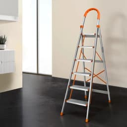 6 Step Folding Aluminum Multi Purpose Ladder Non Slip Platform Lightweight Portable Household Access Ladder