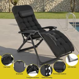 Sun Lounge Folding Zero Gravity Chair Outdoor Patio Recliner Adjustable Portable Camping Lounger