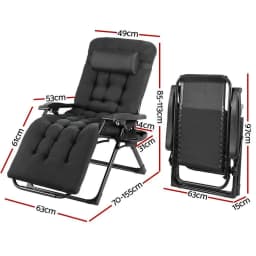 Sun Lounge Folding Zero Gravity Chair Outdoor Patio Recliner Adjustable Portable Camping Lounger
