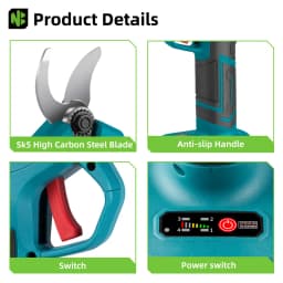 NEWBENY 30mm Cordless Brushless Electric Pruning Shears 4 Gear Fruit Tree Garden Bonsai Beautify Tool For Makita Battery Pin