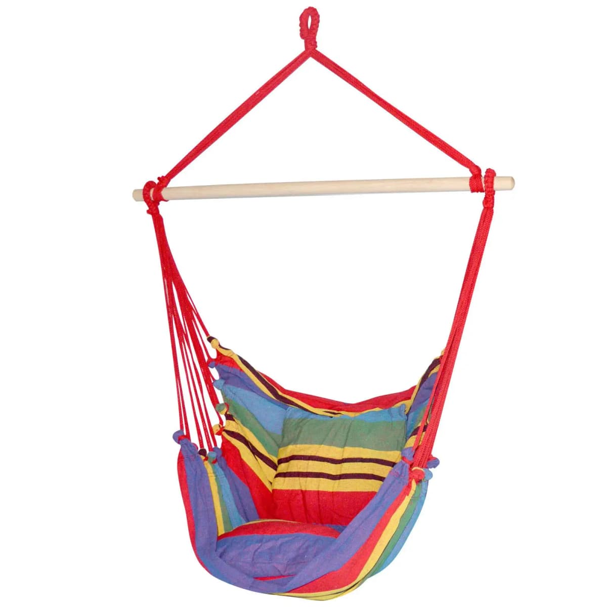Outdoor Camping Hammock Chair with Cushion Pillow Rainbow Hanging Seat Comfortable Portable Relaxing Swing Chair