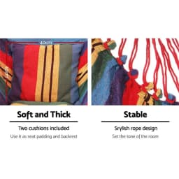 Outdoor Camping Hammock Chair with Cushion Pillow Rainbow Hanging Seat Comfortable Portable Relaxing Swing Chair