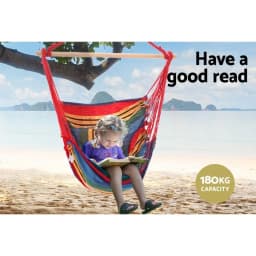 Outdoor Camping Hammock Chair with Cushion Pillow Rainbow Hanging Seat Comfortable Portable Relaxing Swing Chair