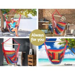 Outdoor Camping Hammock Chair with Cushion Pillow Rainbow Hanging Seat Comfortable Portable Relaxing Swing Chair