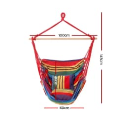Outdoor Camping Hammock Chair with Cushion Pillow Rainbow Hanging Seat Comfortable Portable Relaxing Swing Chair
