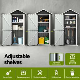 Outdoor Steel Storage Cabinet Garden Shed Lockable Tool Cupboard with Adjustable Shelves