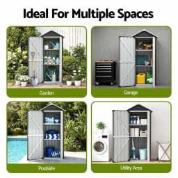 Outdoor Steel Storage Cabinet Garden Shed Lockable Tool Cupboard with Adjustable Shelves