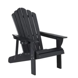 Black HDPE Adirondack Outdoor Beach Chair Patio Garden Sun Lounge Furniture