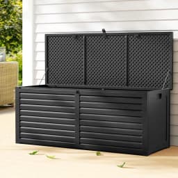 390L Lockable Outdoor Storage Box Garden Bench Shed Tool Toy Container All Black
