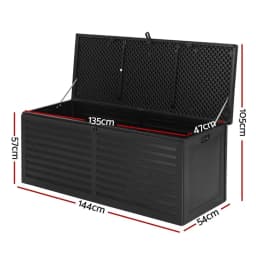 390L Lockable Outdoor Storage Box Garden Bench Shed Tool Toy Container All Black