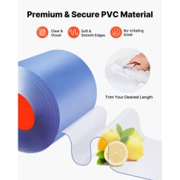 SucceBuy 101ft x 12in Clear PVC Strip Curtain Bulk Roll Plastic Door Strip Walk in Freezer Cooler Curtain Strips for Supermarket