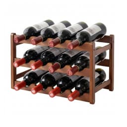 Bamboo 3 Tier Wine Rack Display Storage Organizer 12 Bottle Walnut Finish