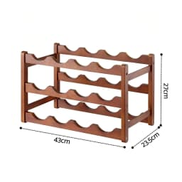 Bamboo 3 Tier Wine Rack Display Storage Organizer 12 Bottle Walnut Finish