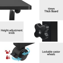Adjustable Laptop Desk Table 60CM Black Foldable Portable Bed Table for Home Office Study Computer Tray Stand