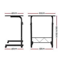 Adjustable Laptop Desk Table 60CM Black Foldable Portable Bed Table for Home Office Study Computer Tray Stand