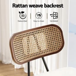 4 Piece Kitchen Counter Bar Stools Rattan Chairs with PU Leather Padded Seat High Back Modern Dining Bar Chairs