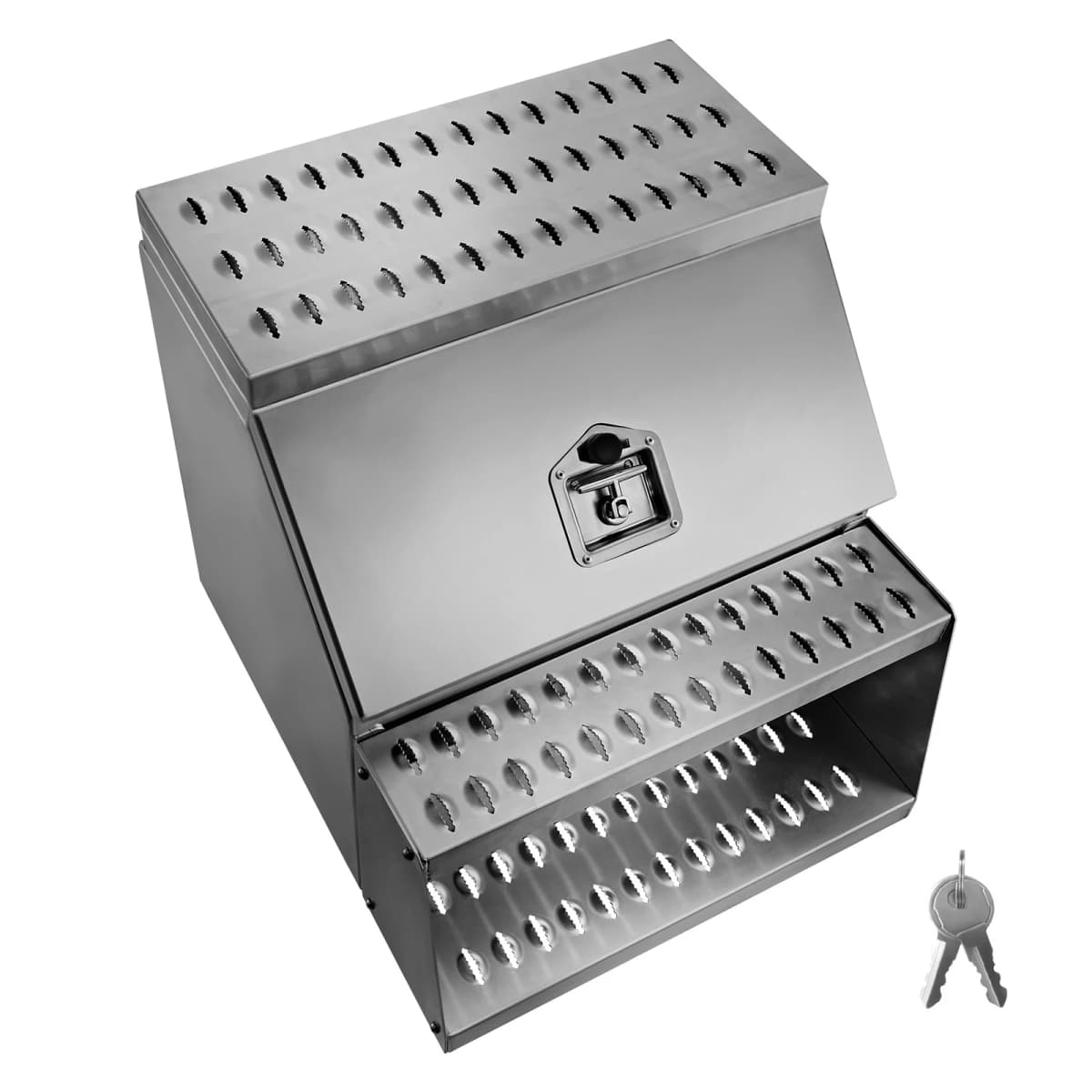 SucceBuy 18 x 27.5 x 25.4/24 x 27.5 x 25.4in Semi-Truck Step Tool Box with T-Handle Lock & Keys for Semi Trucks Flatbed Trailers