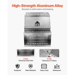 SucceBuy 18 x 27.5 x 25.4/24 x 27.5 x 25.4in Semi-Truck Step Tool Box with T-Handle Lock & Keys for Semi Trucks Flatbed Trailers