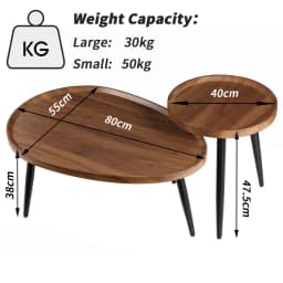 Modern Nesting Coffee Table Set of 2 for Living Room Bedroom Office Cafe Decor End Side Tables Night Stand Furniture