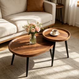 Modern Nesting Coffee Table Set of 2 for Living Room Bedroom Office Cafe Decor End Side Tables Night Stand Furniture