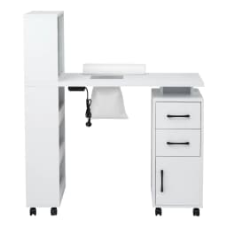 Manicure Table Nail Desk with Built in Dust Collector Salon Station with Drawers Shelves and Wrist Cushion White