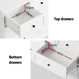 7 Drawer White Chest of Drawers Dresser Storage Cabinet Bedroom Furniture Modern Organizer Table Unit