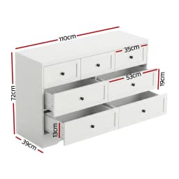 7 Drawer White Chest of Drawers Dresser Storage Cabinet Bedroom Furniture Modern Organizer Table Unit