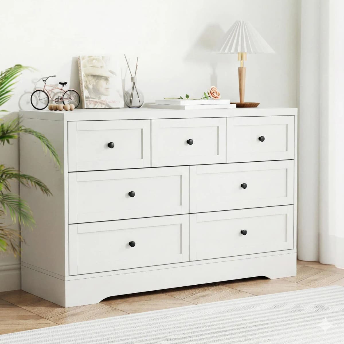 7 Drawer White Chest of Drawers Dresser Storage Cabinet Bedroom Furniture Modern Organizer Table Unit